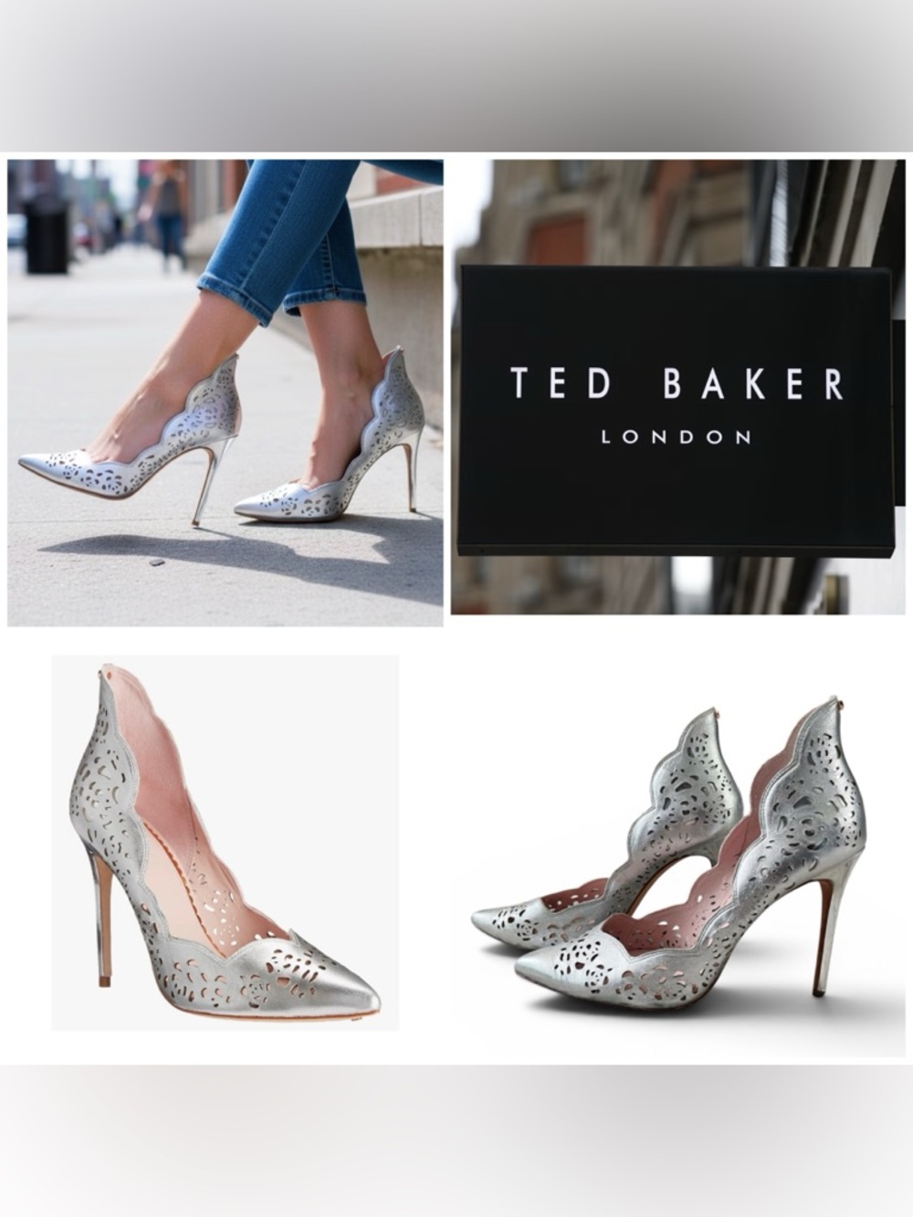 Ted Baker London Aulast Lace Scalloped Cut Pointy Toe Stilletto Pumps 39